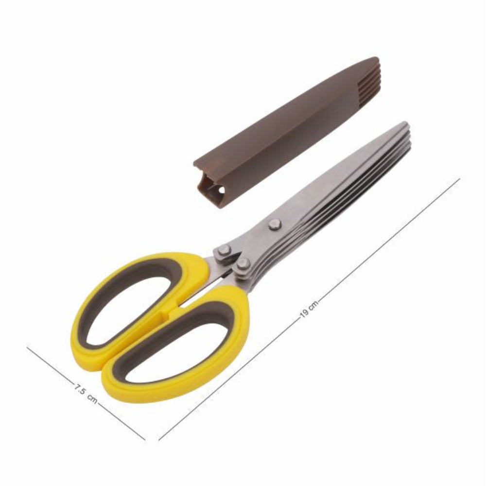 Classy Touch Herb Scissor Multipurpose Cutting Shears with 5 Stainless Steel Blades and Safety Cover |
