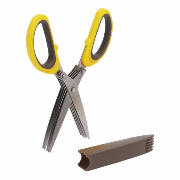 Classy Touch Herb Scissor Multipurpose Cutting Shears with 5 Stainless Steel Blades and Safety Cover |