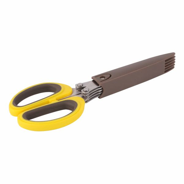 Classy Touch Herb Scissor Multipurpose Cutting Shears with 5 Stainless Steel Blades and Safety Cover |