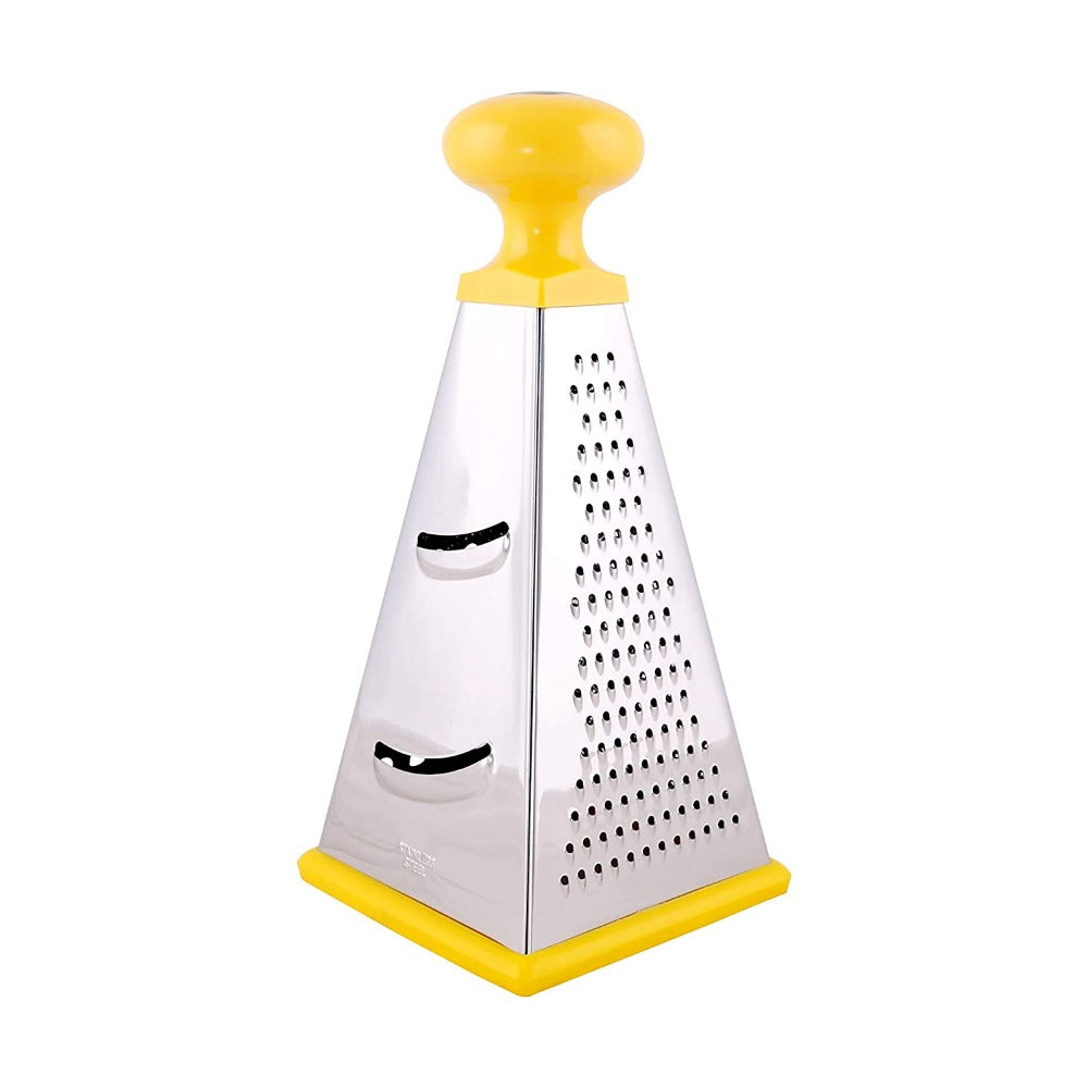 Classy Touch Stainless Steel Unique 4 in 1 Grater/Slicer - CT372 | Yellow & Silver