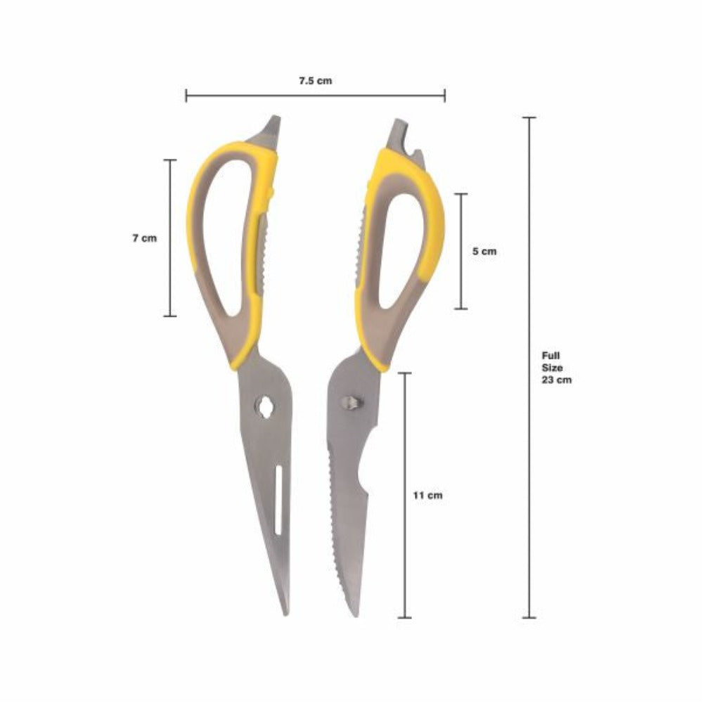 Classy Touch Professional Multifunctional Kitchen Scissor - CT402 | Grey & Yellow