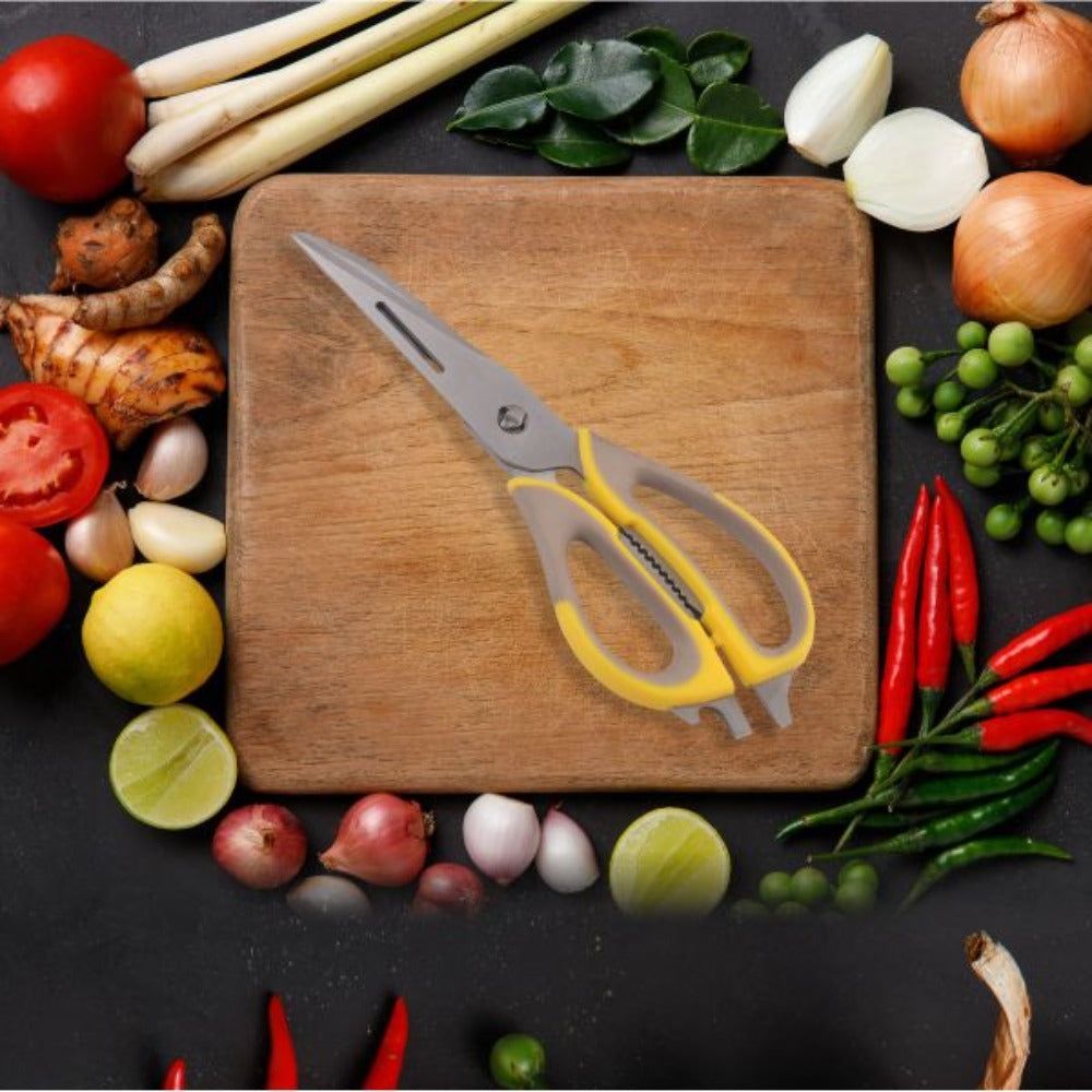 Classy Touch Professional Multifunctional Kitchen Scissor - CT402 | Grey & Yellow