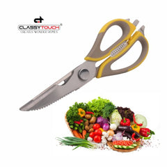 Classy Touch Professional Multifunctional Kitchen Scissor - CT402 | Grey & Yellow