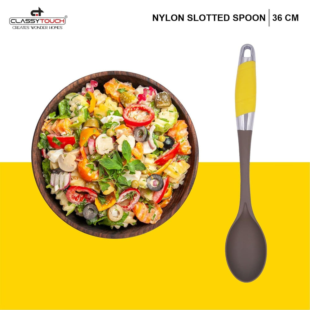 Classy Touch Nylon Solid Serving Spoon - CT497 | Grey & Yellow