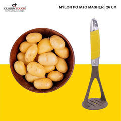 Classy Touch Nylon Potato Solid Masher - CT498 | Grey & Yellow