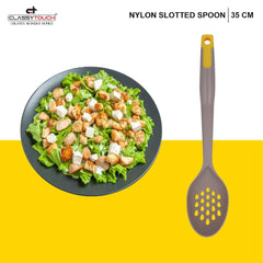 Classy Touch Nylon Slotted Serving Spoon - CT502 | Grey & Yellow