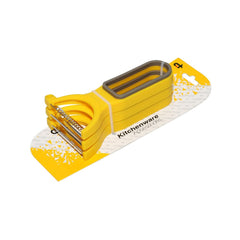 Classy Touch Stainless Steel Sharp Blade with Non-Slip Handle Peeler - CT440 | Set of 3 Pcs | Yellow & Grey