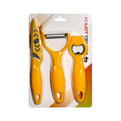Classy Touch Kitchen Tools 3 Pcs Set - CT526 | Opener, Peeler, Knife | Yellow