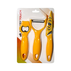 Classy Touch Kitchen Tools 3 Pcs Set - CT526 | Opener, Peeler, Knife | Yellow