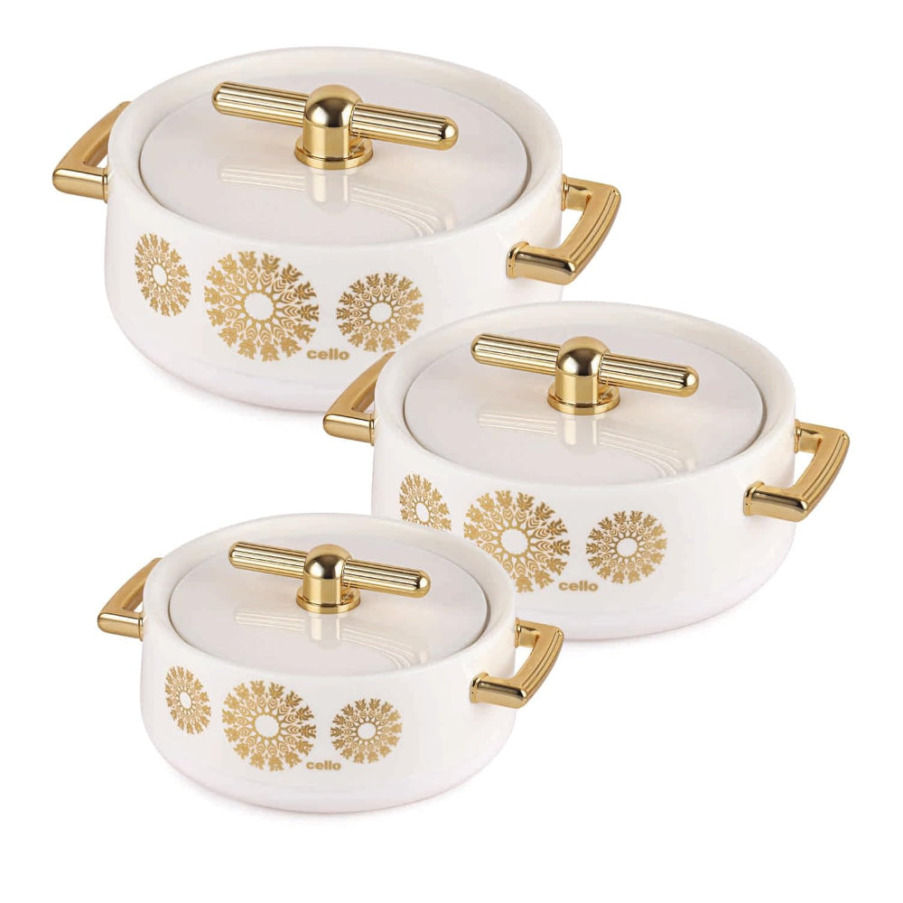 Cello Jewel Inner Stainless Steel Insulated Casserole Set | Set of 3 Pcs