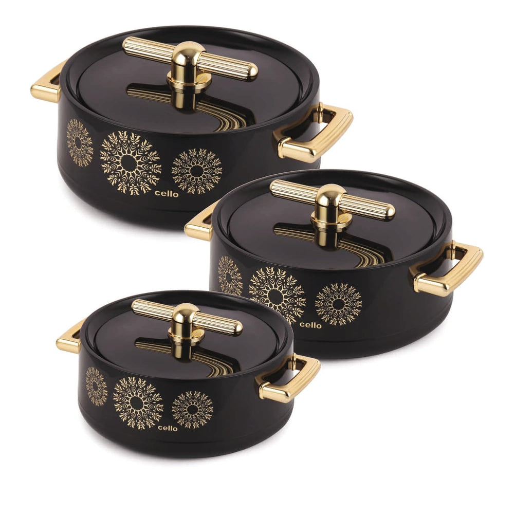 Cello Jewel Inner Stainless Steel Insulated Casserole Set | Set of 3 Pcs