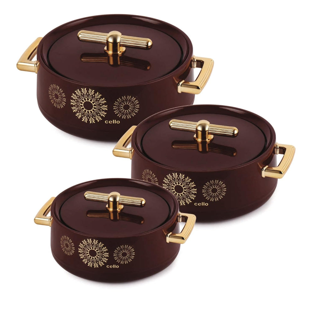 Cello Jewel Inner Stainless Steel Insulated Casserole Set | Set of 3 Pcs