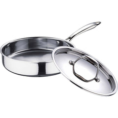 Bergner Argent Tri-Ply 22 cm Sautepan with Stainless Steel Lid | Gas & Induction Compatible | Silver