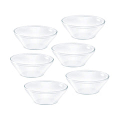 Borosil Venus 170 ML Glass Katori Set | Transparent | Set of 6 Pcs