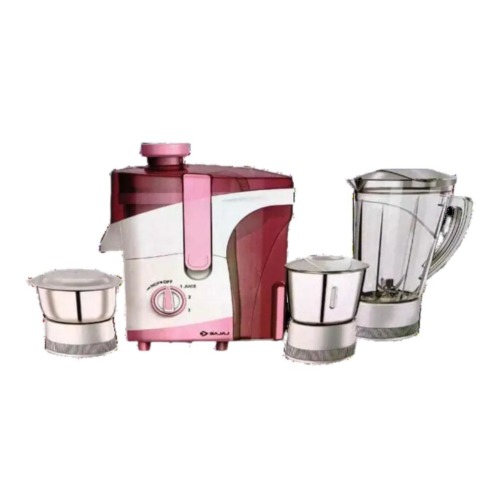 Bajaj JX 30 500 Watt Juicer Mixer Grinder with 3 Jars | White & Pink