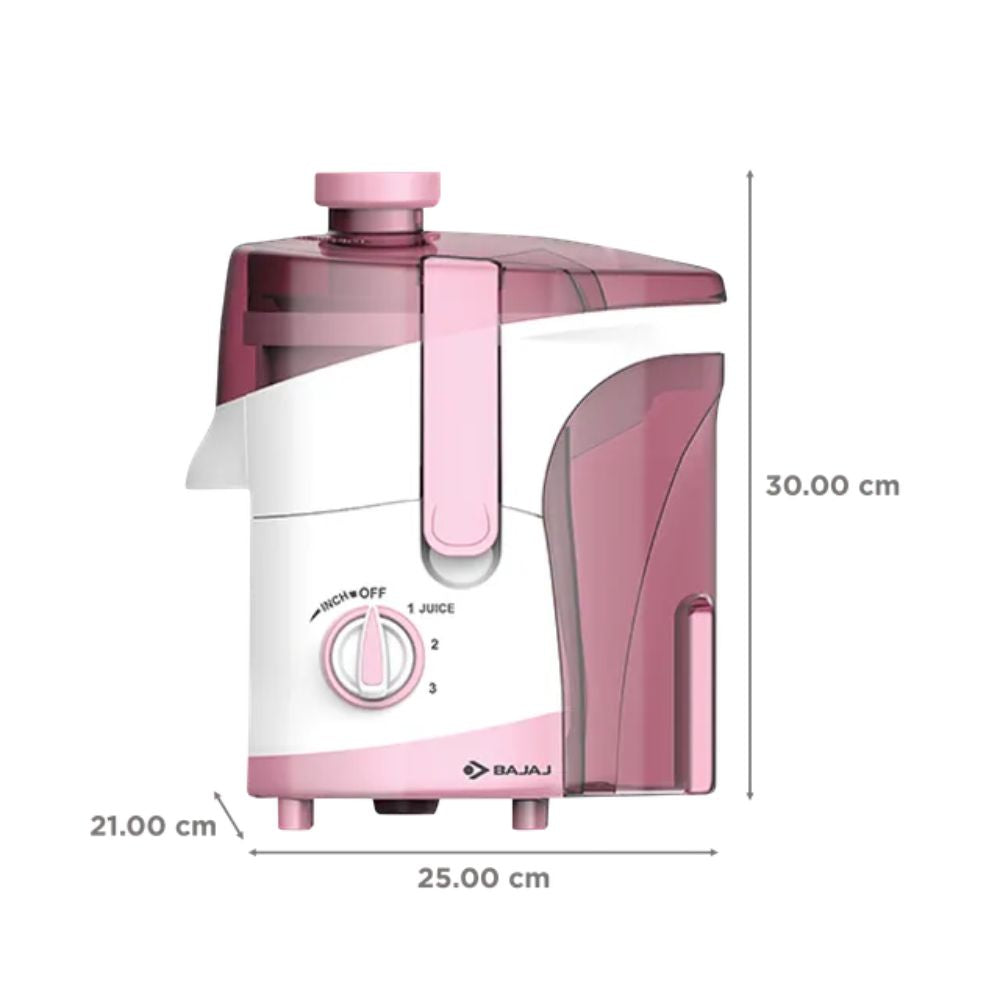 Bajaj JX 30 500 Watt Juicer Mixer Grinder with 3 Jars | White & Pink