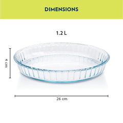 Borosil Fluted Baking Dish | Microwave & Oven Safe | Transparent | 1 Pc
