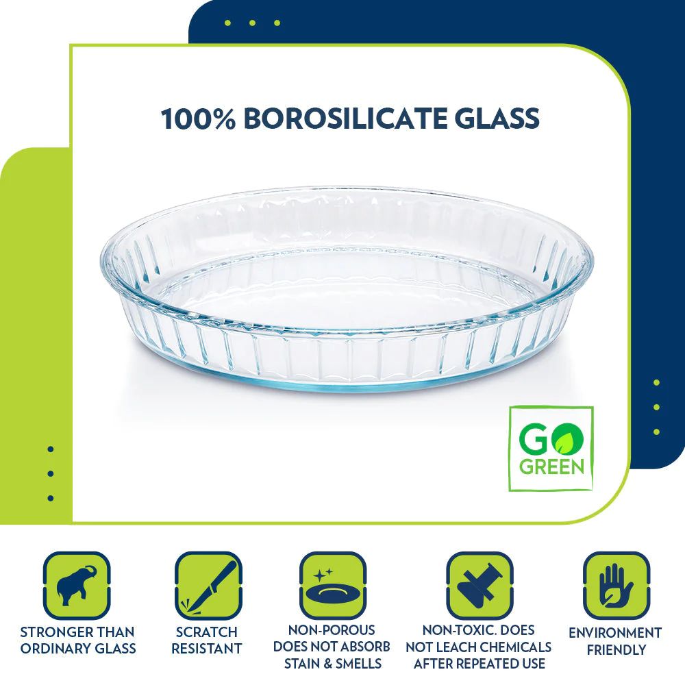 Borosil Fluted Baking Dish | Microwave & Oven Safe | Transparent | 1 Pc