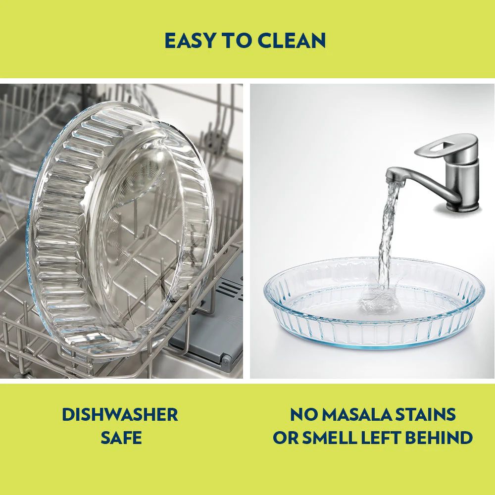 Borosil Fluted Baking Dish | Microwave & Oven Safe | Transparent | 1 Pc