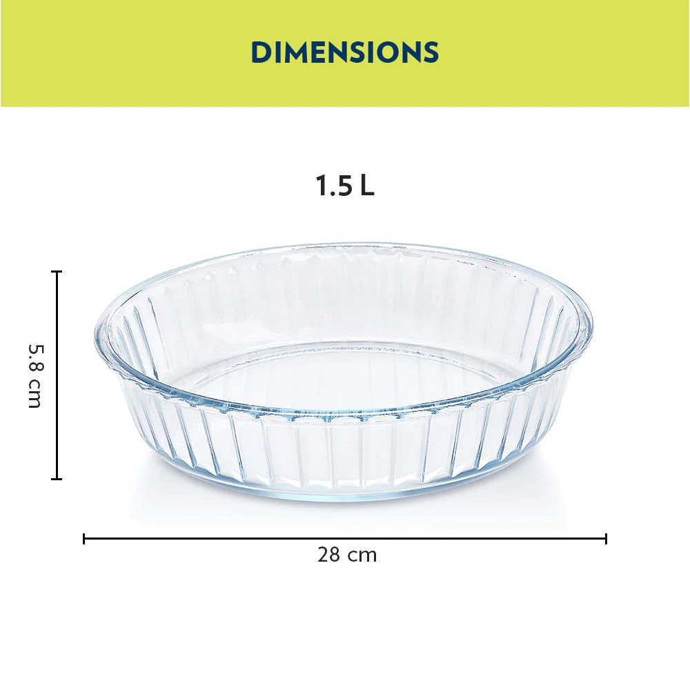 Borosil Fluted Baking Dish | Microwave & Oven Safe | Transparent | 1 Pc