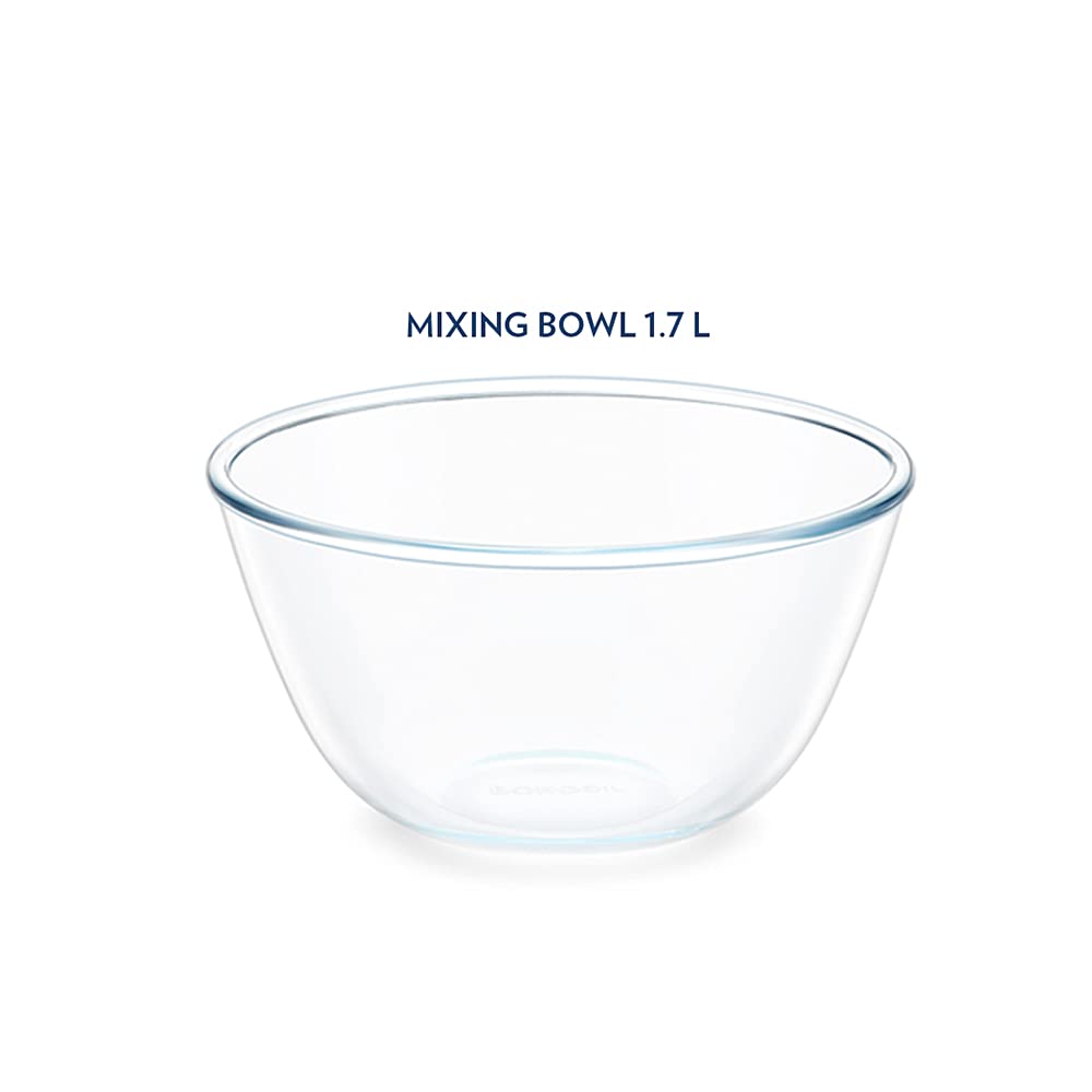 Borosil Glass Mixing & Serving Bowl | Oven & Microwave Safe | Transparent | 1 Pc