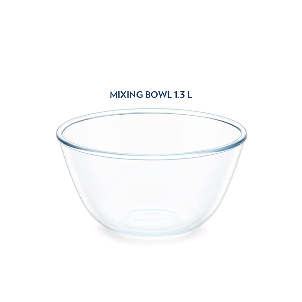 Borosil Glass Mixing & Serving Bowl | Oven & Microwave Safe | Transparent | 1 Pc