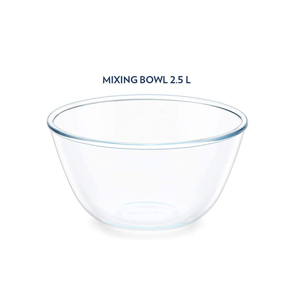 Borosil Glass Mixing & Serving Bowl | Oven & Microwave Safe | Transparent | 1 Pc