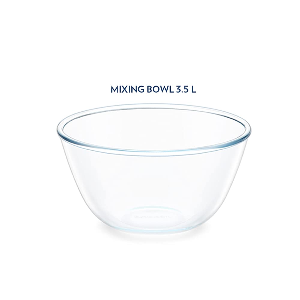 Borosil Glass Mixing & Serving Bowl | Oven & Microwave Safe | Transparent | 1 Pc