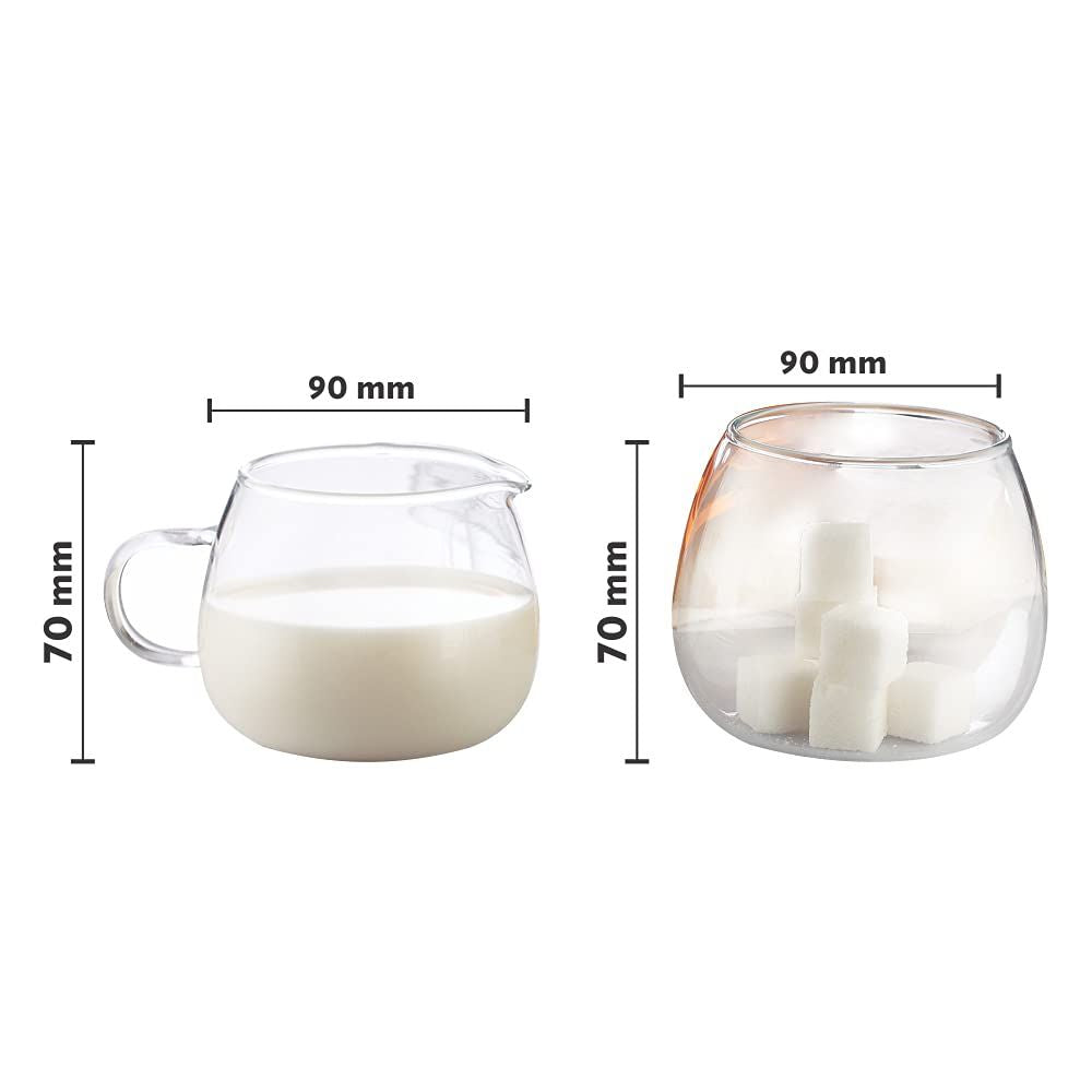 Borosil Piccoletta Tea Set | Transparent | Set of 9 Pcs