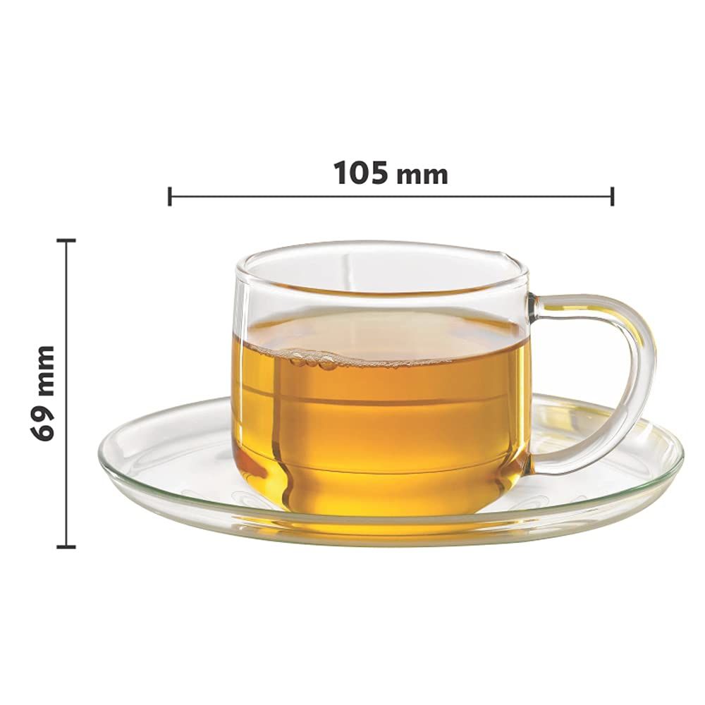 Borosil Piccoletta Tea Set | Transparent | Set of 9 Pcs