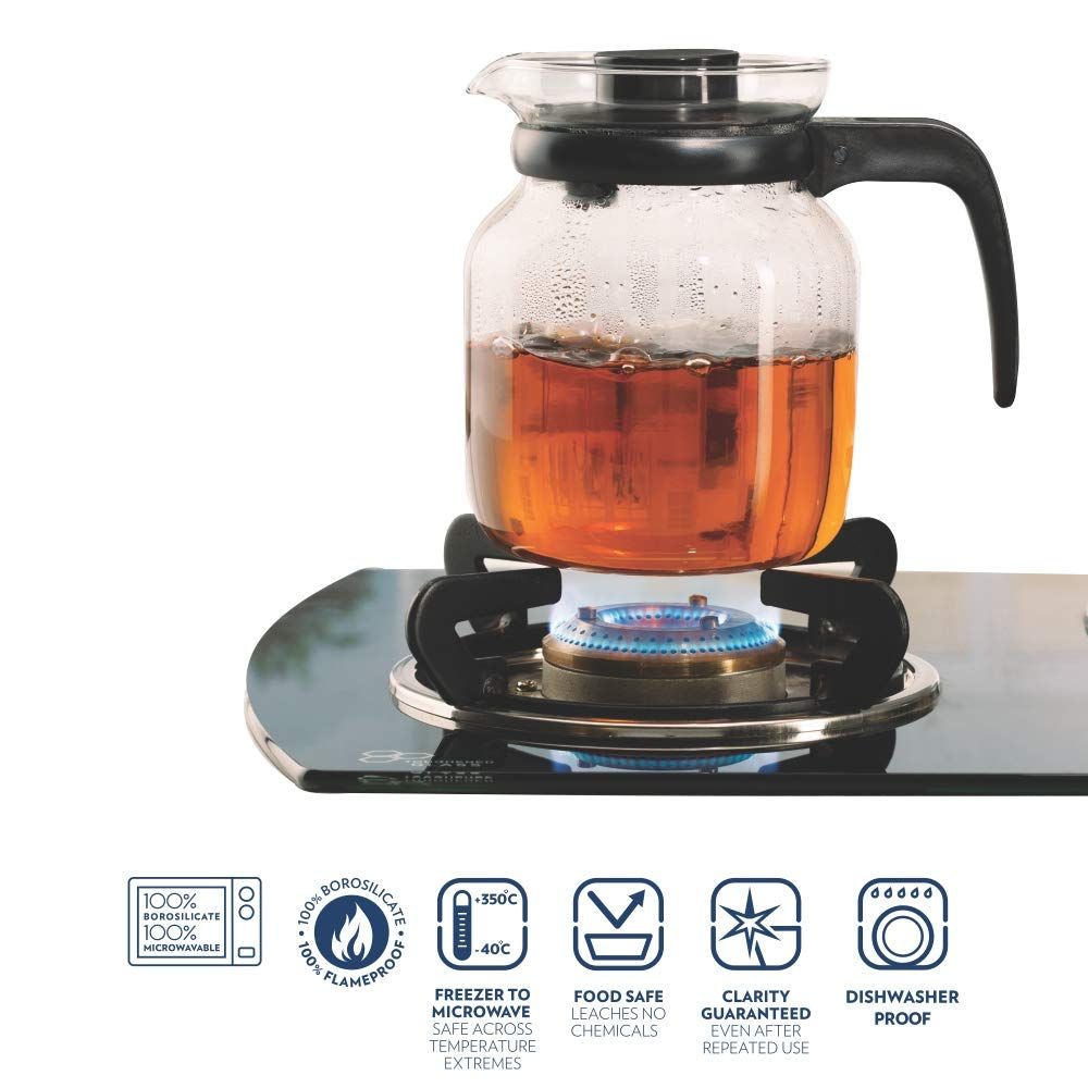 Borosil Piccoletta Tea Set | Transparent | Set of 9 Pcs