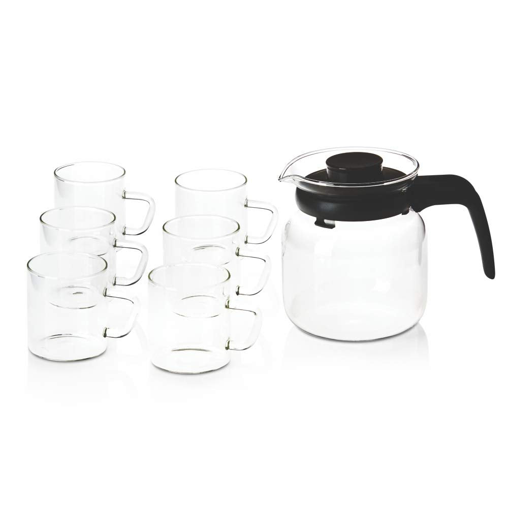 Borosil Classic Tea Set - Large | Transparent | Set of 7 Pcs