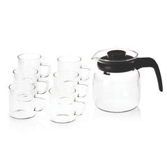 Borosil Classic Tea Set - Large | Transparent | Set of 7 Pcs