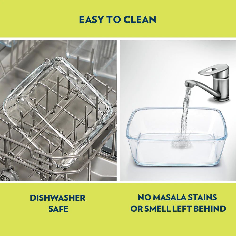 Borosil Square 1600 ML Baking Dish | Microwave & Oven Safe | Transparent | 1 Pc