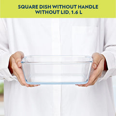 Borosil Square 1600 ML Baking Dish | Microwave & Oven Safe | Transparent | 1 Pc
