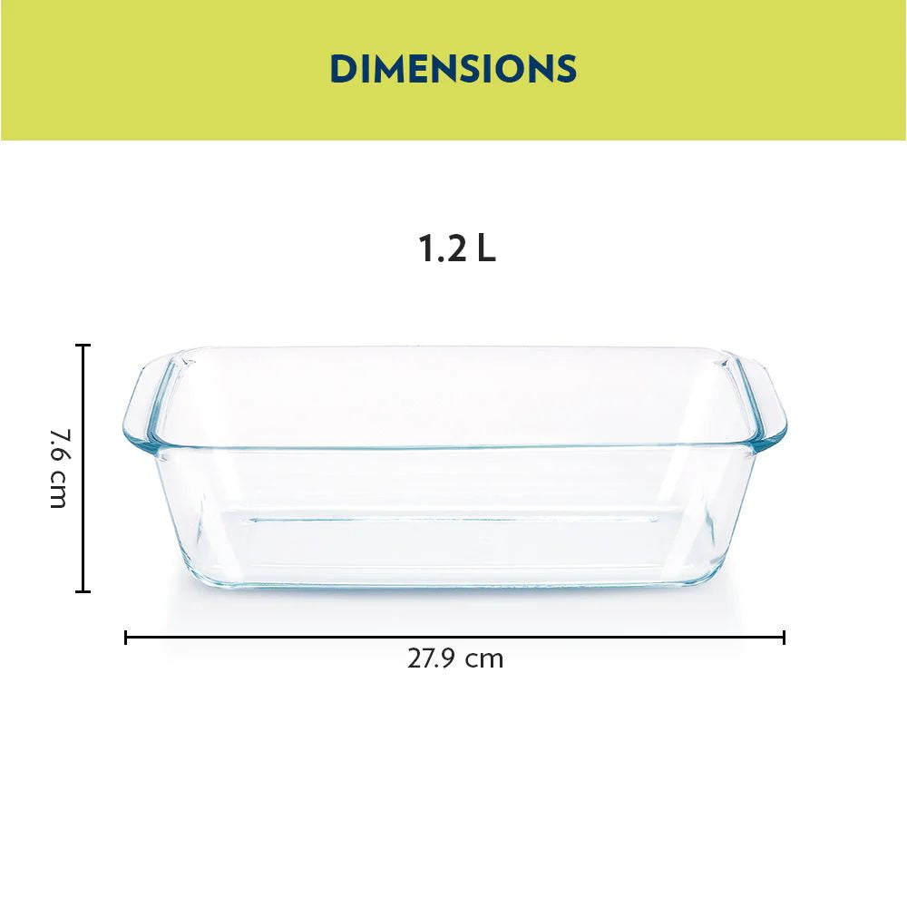 Borosil Loaf 1200 ML Baking Dish | Microwave & Oven Safe | Transparent | 1 Pc