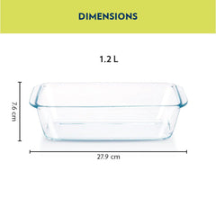 Borosil Loaf 1200 ML Baking Dish | Microwave & Oven Safe | Transparent | 1 Pc