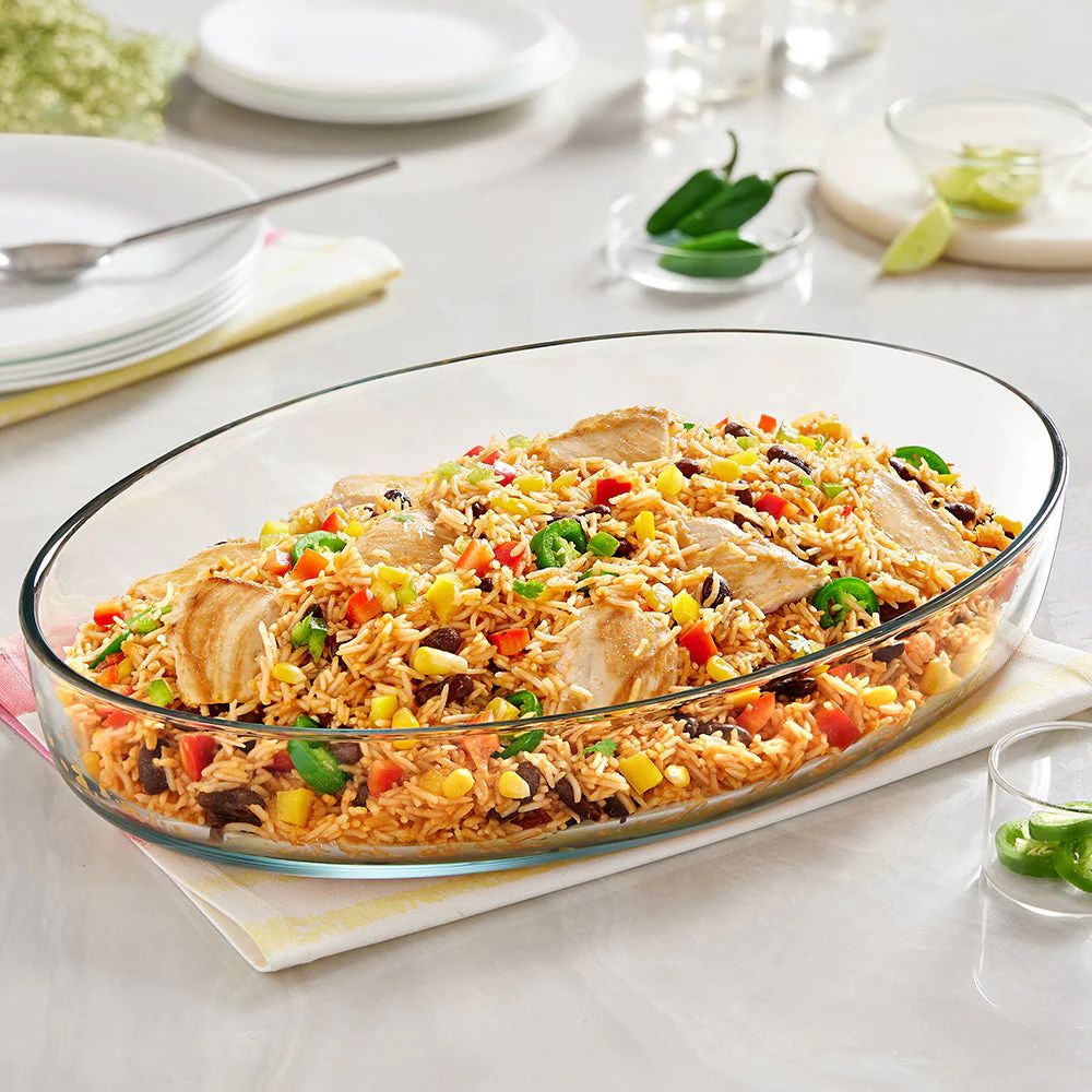 Borosil Oval Baking Dish | Microwave & Oven Safe | Transparent | 1 Pc