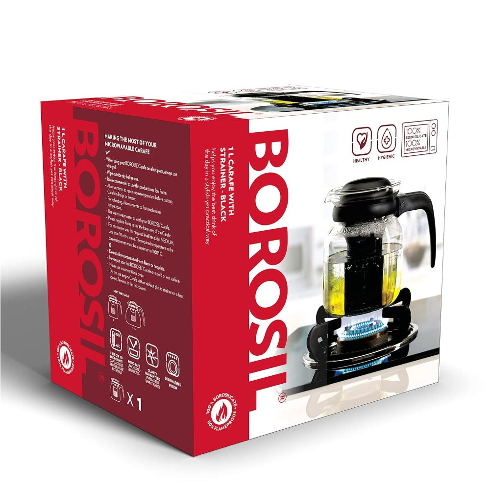 Borosil Flame Proof Glass Carafe with Infuser | Transparent | 1 Pc