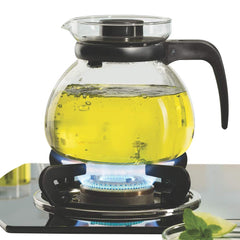 Borosil 1500 ML Borosilicate Glass Carafe with Stainer and Black Lid | Flame Proof Glass Kettle | Transparent | 1 Pc