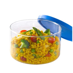 Borosil Cook & Store Glass Storage Container | Transparent & Blue | 1 Pc