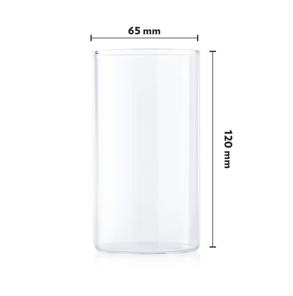 Borosil Vision 350 ML Glass Set | Transparent | Set of 6 Pcs