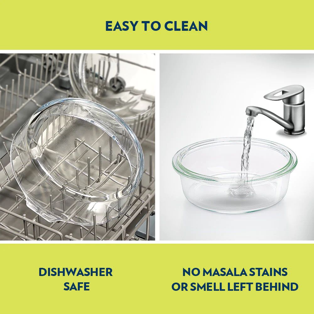 Borosil Round 1400 ML Cake Dish | Microwave & Oven Safe | Transparent | 1 Pc