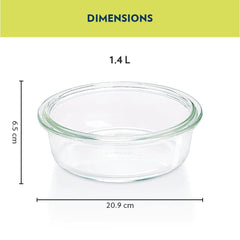 Borosil Round 1400 ML Cake Dish | Microwave & Oven Safe | Transparent | 1 Pc