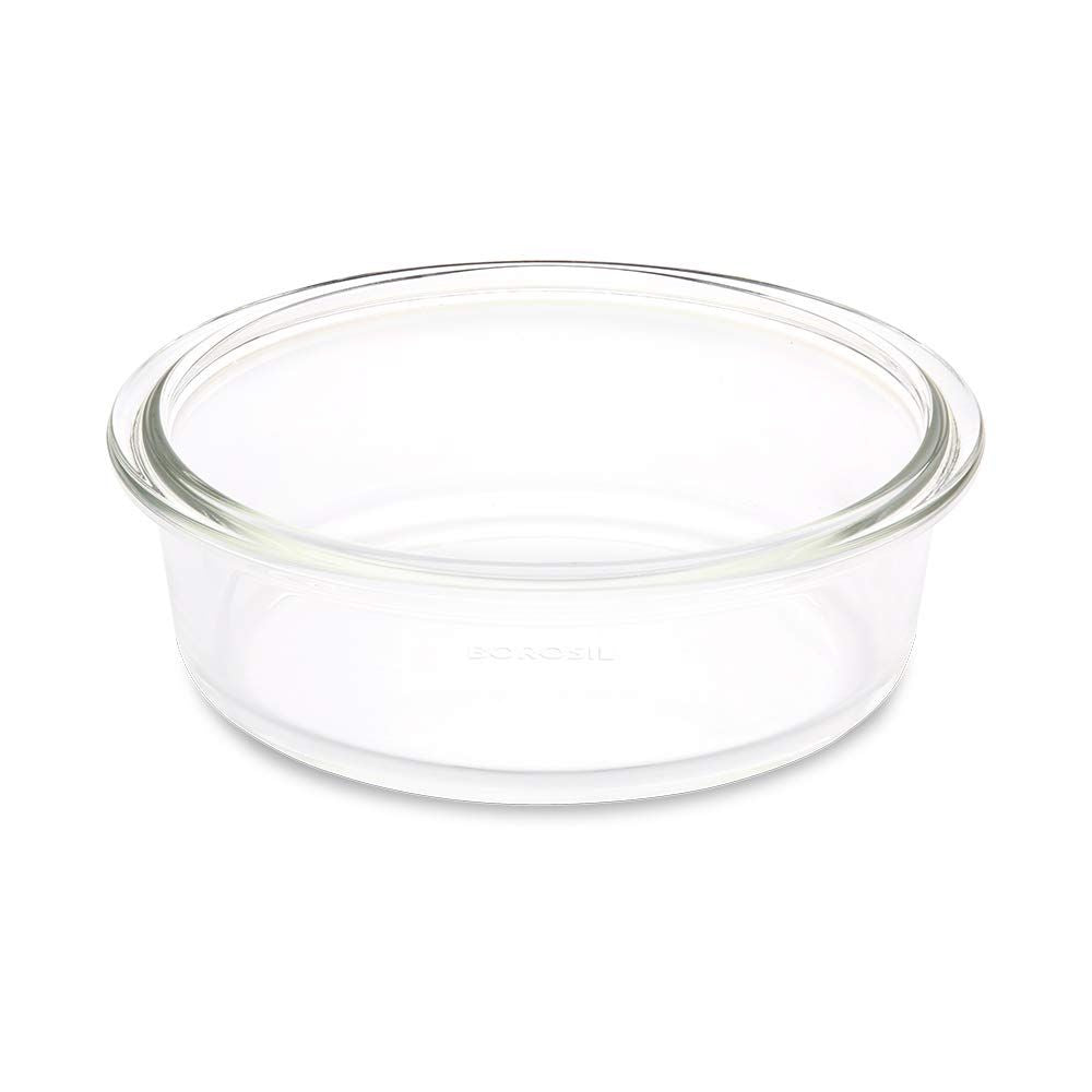 Borosil Round 1400 ML Cake Dish | Microwave & Oven Safe | Transparent | 1 Pc
