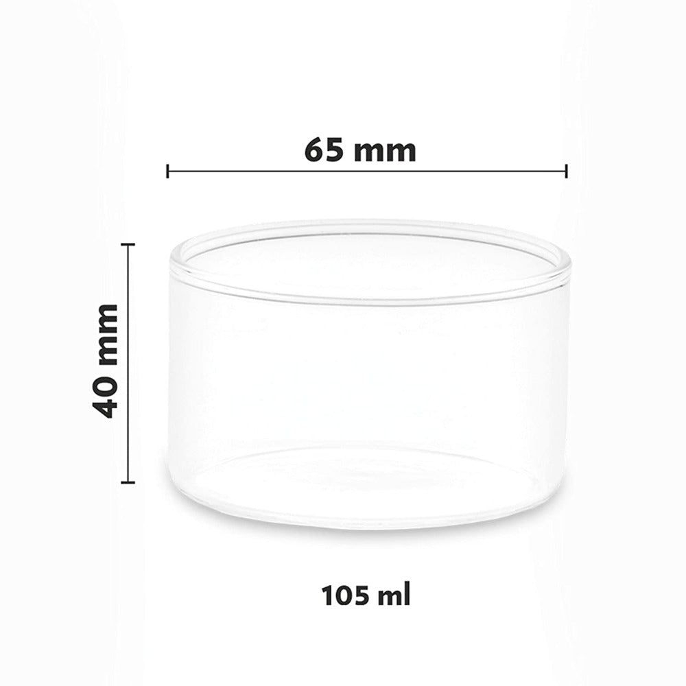 Borosil Small Vision 105 ML Katori Bowl | Transparent | Set of 6 Pcs