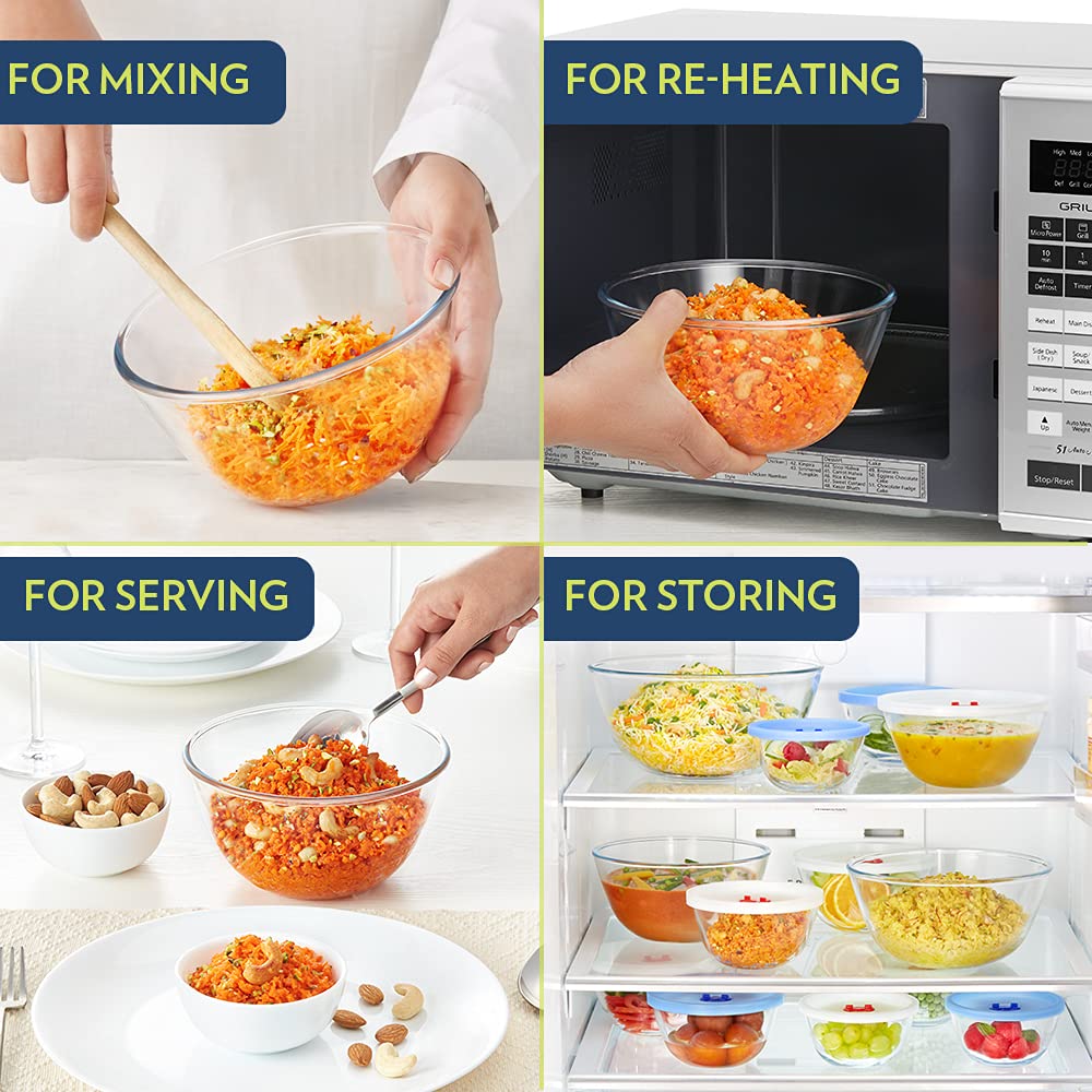 Borosil Glass 500 ML Mixing Bowl with Lid | Transparent
