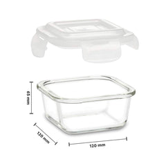 Borosil Klip N Store Square Glass Storage Container | Microwave & Oven Safe | Transparent | 1 Pc