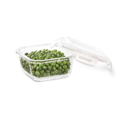 Borosil Klip N Store Square Glass Storage Container | Microwave & Oven Safe | Transparent | 1 Pc