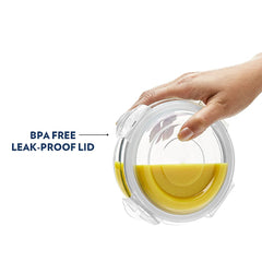 Borosil Klip n Store 240 ML + 400 ML Round Glass Container | Transparent | Set of 2 Pcs